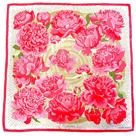 hermes pivoines scarf|HERMES Carre 90 Silk Scarf “Les Pivoines” 1976 by Christiane .